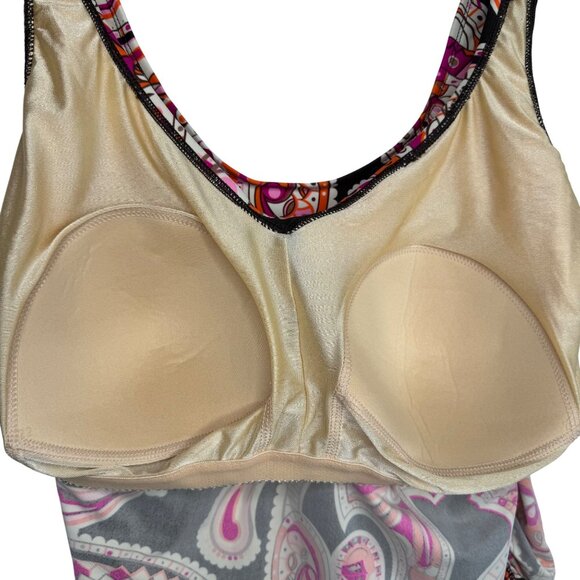 Vintage Merona‎ Plus Size 22W Paisley Print Ruched Tankini Top With Built-In Bra - Picture 9 of 9